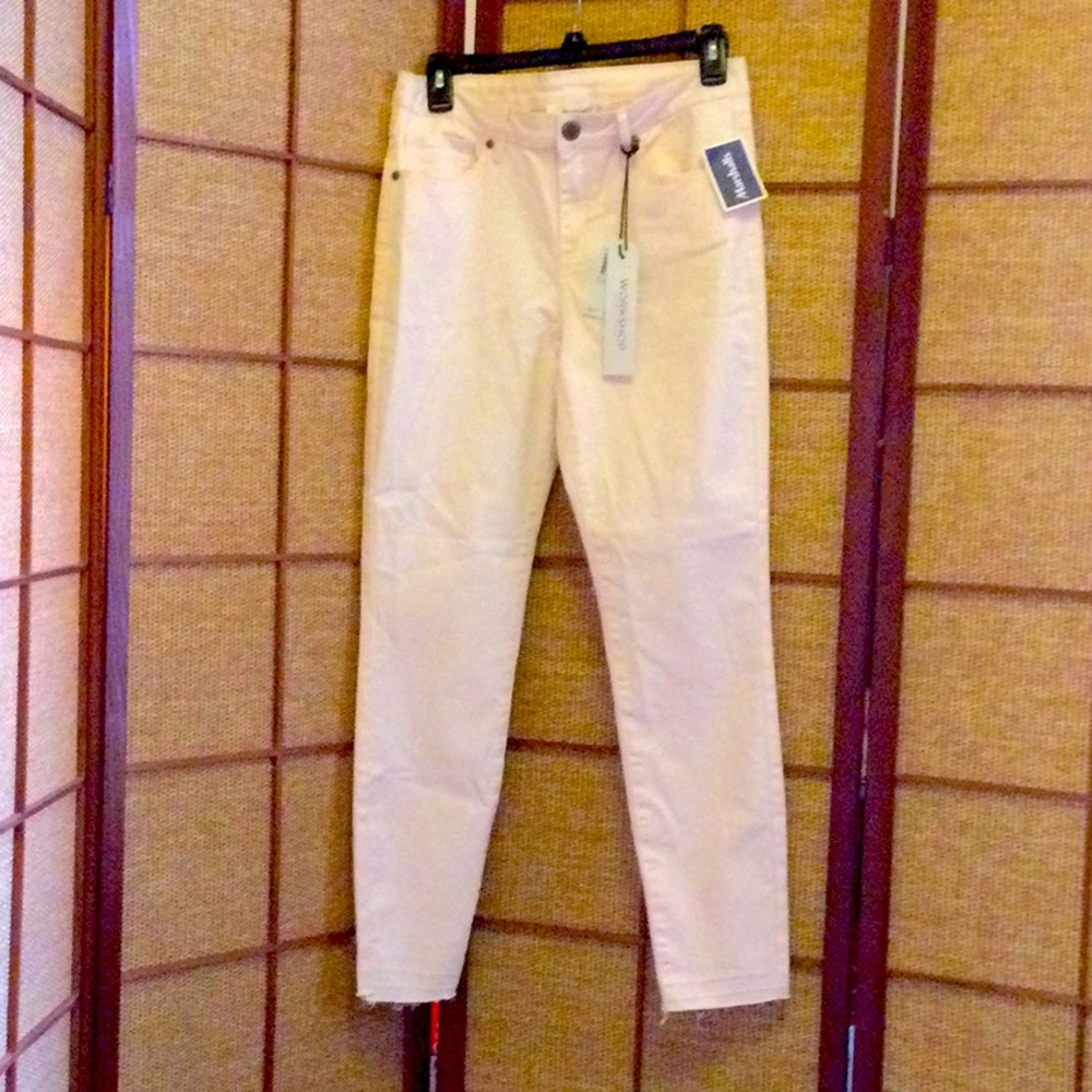 Workshop Republic Clothing Raw Hem Jeans, Light Pink Color, Size 4 Brand New